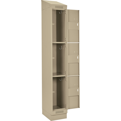 Clean Line Lockers, 3 -tier, Bank of 4, 48" x 18" x 82", Steel, Beige, Rivet (Assembled) Auto-Cam
