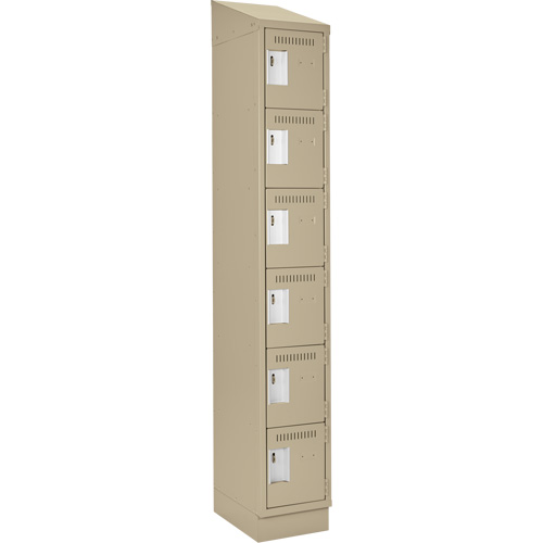 Clean Line Lockerette , 6 -tier, 12" x 18" x 82", Steel, Beige, Rivet (Assembled) Auto-Cam