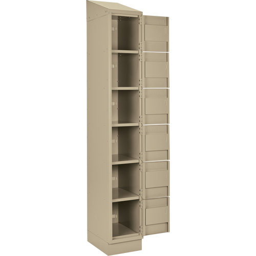 Clean Line Lockerette , 6 -tier, Bank of 3, 36" x 18" x 82", Steel, Beige, Rivet (Assembled) Auto-Cam