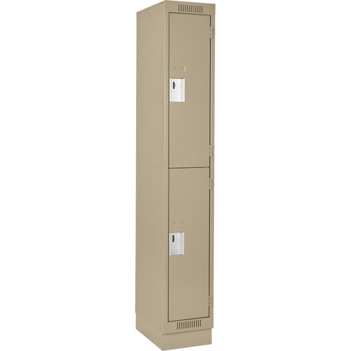 Casiers Clean Line, 2 niveaux, 12" x 18" x 76", Acier, Beige, Rivet (assembl&eacute;) Auto-Cam