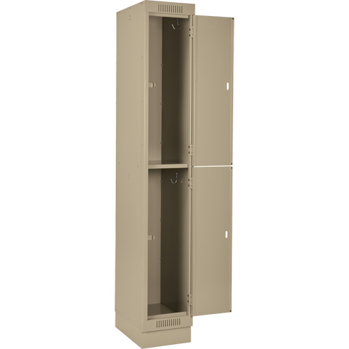 Clean Line Lockers, 2 -tier, Bank of 3, 36" x 18" x 76", Steel, Beige, Rivet (Assembled) Auto-Cam