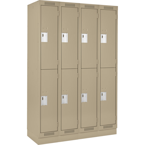 Clean Line Lockers, 2 -tier, Bank of 4, 48" x 18" x 76", Steel, Beige, Rivet (Assembled) Auto-Cam