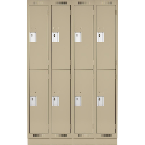 Clean Line Lockers, 2 -tier, Bank of 4, 48" x 18" x 76", Steel, Beige, Rivet (Assembled) Auto-Cam
