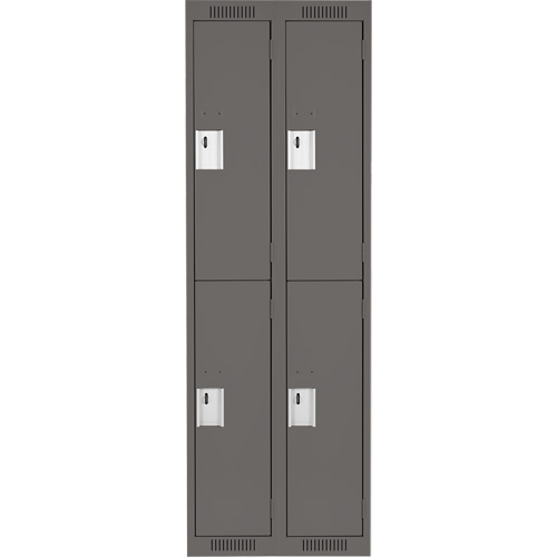 Clean Line Lockers, 2 -tier, Bank of 2, 24" x 18" x 72", Steel, Charcoal, Rivet (Assembled) Auto-Cam