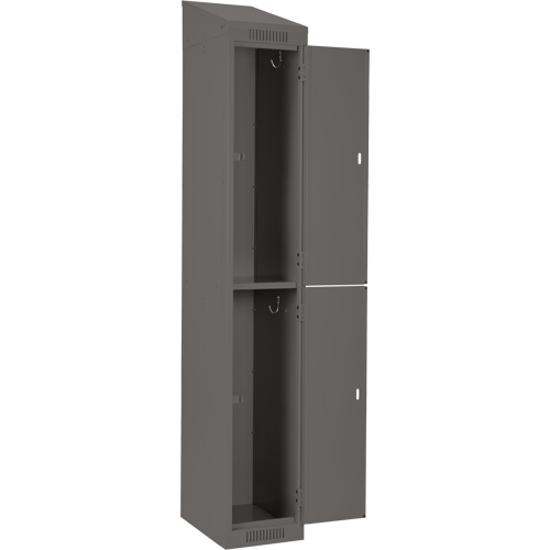 Clean Line Lockers, 2 -tier, Bank of 4, 48" x 18" x 78", Steel, Charcoal, Rivet (Assembled) Auto-Cam