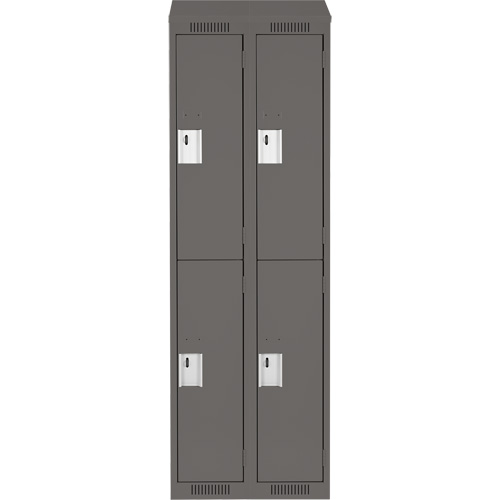 Clean Line Lockers, 2 -tier, Bank of 2, 24" x 18" x 78", Steel, Charcoal, Rivet (Assembled) Auto-Cam