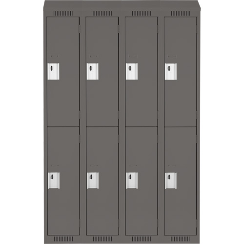 Clean Line Lockers, 2 -tier, Bank of 4, 48" x 18" x 78", Steel, Charcoal, Rivet (Assembled) Auto-Cam