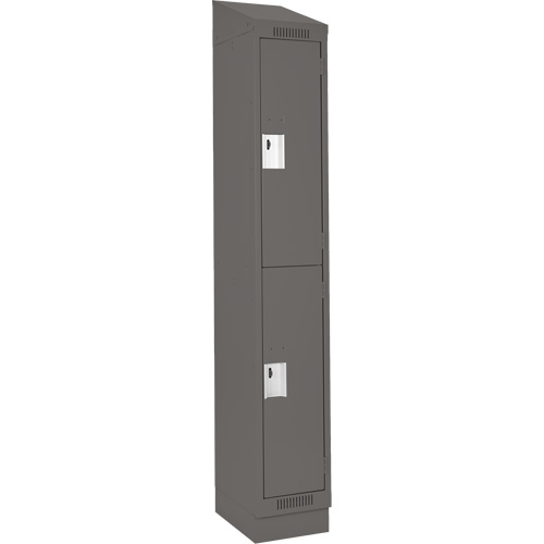 Clean Line Lockers, 2 -tier, 12" x 18" x 82", Steel, Charcoal, Rivet (Assembled) Auto-Cam