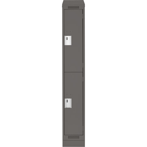 Clean Line Lockers, 2 -tier, 12" x 18" x 82", Steel, Charcoal, Rivet (Assembled) Auto-Cam