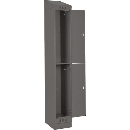 Clean Line Lockers, 2 -tier, Bank of 3, 36" x 18" x 82", Steel, Charcoal, Rivet (Assembled) Auto-Cam