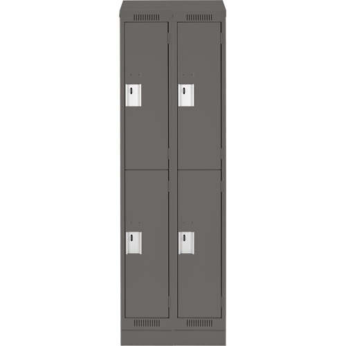 Clean Line Lockers, 2 -tier, Bank of 2, 24" x 18" x 82", Steel, Charcoal, Rivet (Assembled) Auto-Cam