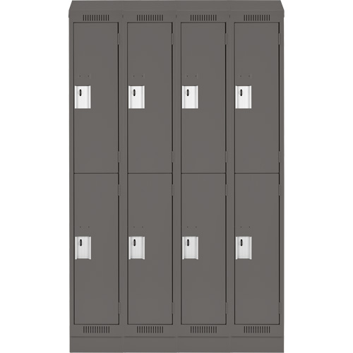 Clean Line Lockers, 2 -tier, Bank of 4, 48" x 18" x 82", Steel, Charcoal, Rivet (Assembled) Auto-Cam