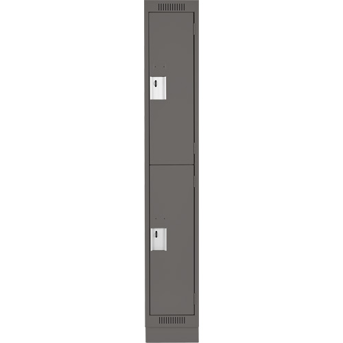 Clean Line Lockers, 2 -tier, 12" x 18" x 76", Steel, Charcoal, Rivet (Assembled) Auto-Cam