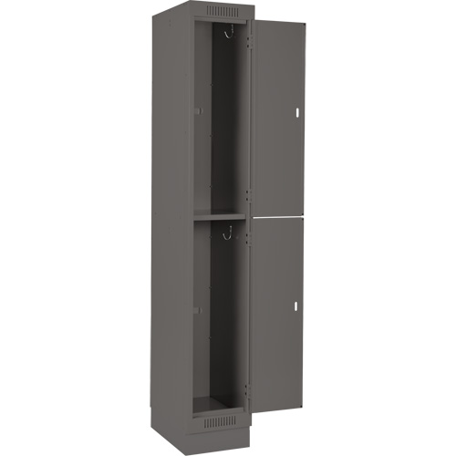 Clean Line Lockers, 2 -tier, Bank of 4, 48" x 18" x 76", Steel, Charcoal, Rivet (Assembled) Auto-Cam