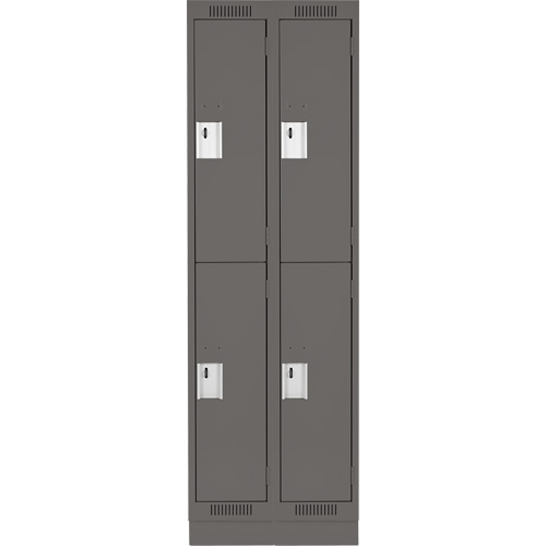 Clean Line Lockers, 2 -tier, Bank of 2, 24" x 18" x 76", Steel, Charcoal, Rivet (Assembled) Auto-Cam