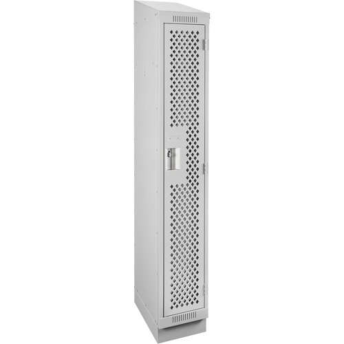 Clean Line Lockers, 12" x 18" x 82", Steel, Grey, Rivet (Assembled), Perforated Auto-Cam
