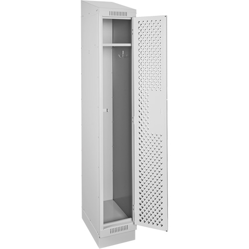 Clean Line Lockers, 12" x 18" x 82", Steel, Grey, Rivet (Assembled), Perforated Auto-Cam