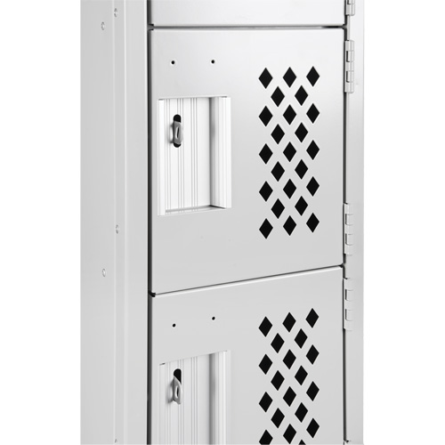 Assembled Clean Line Perforated Economy Lockers, 6 -tier, Bank of 4, 18" x 72" x 12", Steel Auto-Cam