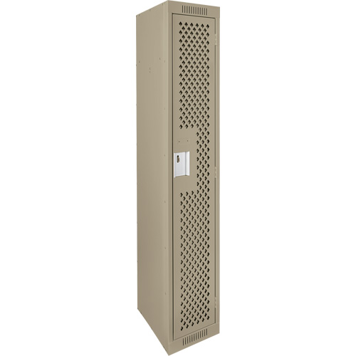 Clean Line Lockers, 12" x 12" x 72", Steel, Beige, Rivet (Assembled), Perforated Auto-Cam