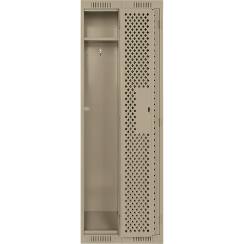 Clean Line Lockers, Bank of 2, 24" x 12" x 72", Steel, Beige, Rivet (Assembled), Perforated Auto-Cam