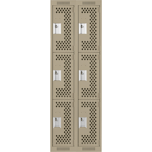 Casiers Clean Line, 3 niveaux, Bloc de 2, 24" x 12" x 72", Acier, Beige, Rivet (assembl&eacute;), Perfor&eacute; Auto-Cam