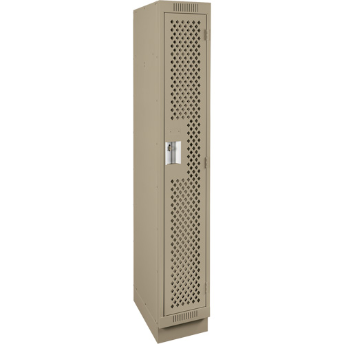 Clean Line Lockers, 12" x 12" x 76", Steel, Beige, Rivet (Assembled), Perforated Auto-Cam
