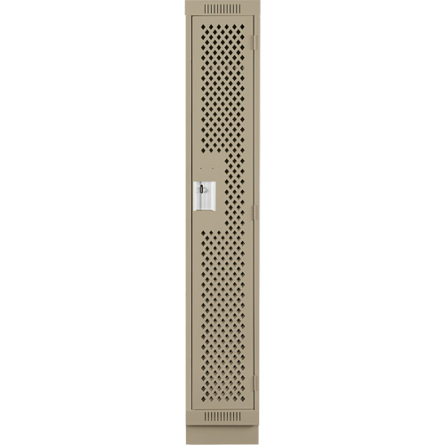 Clean Line Lockers, 12" x 12" x 76", Steel, Beige, Rivet (Assembled), Perforated Auto-Cam