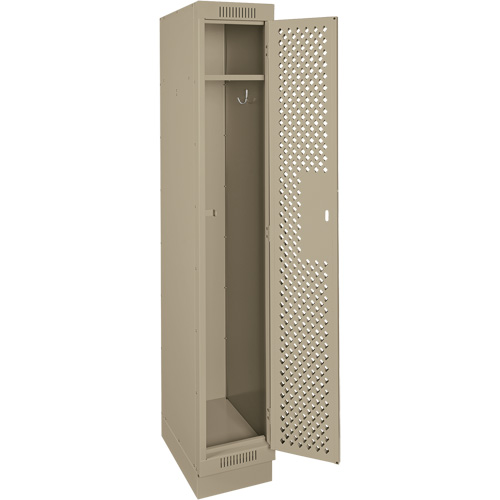 Clean Line Lockers, 12" x 12" x 76", Steel, Beige, Rivet (Assembled), Perforated Auto-Cam