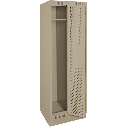 Clean Line Lockers, Bank of 2, 24" x 12" x 76", Steel, Beige, Rivet (Assembled), Perforated Auto-Cam