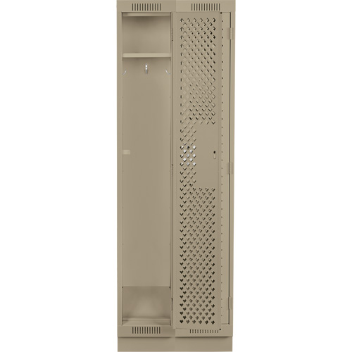 Clean Line Lockers, Bank of 2, 24" x 12" x 76", Steel, Beige, Rivet (Assembled), Perforated Auto-Cam