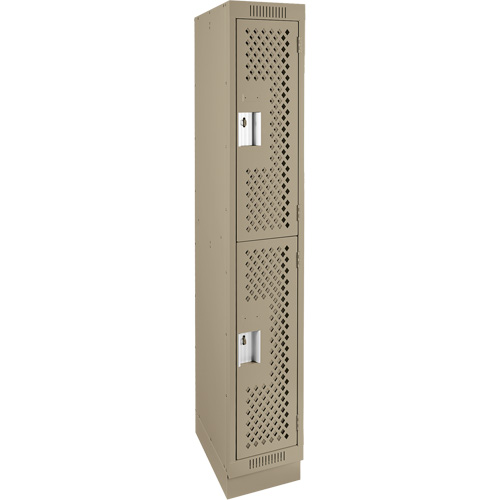 Casiers Clean Line, 2 niveaux, 12" x 18" x 76", Acier, Beige, Rivet (assembl&eacute;), Perfor&eacute; Auto-Cam