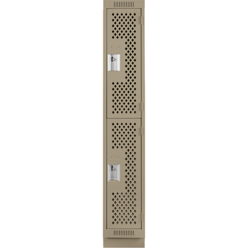 Casiers Clean Line, 2 niveaux, 12" x 18" x 76", Acier, Beige, Rivet (assembl&eacute;), Perfor&eacute; Auto-Cam
