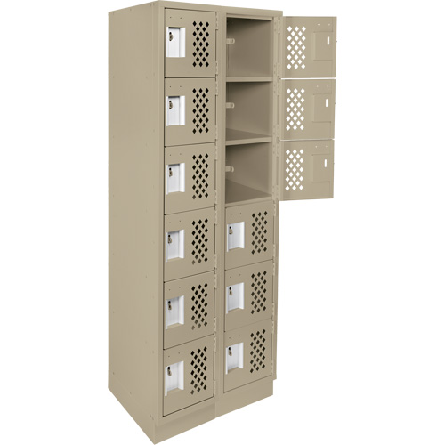 Assembled Lockerettes Clean Line Perforated Economy Lockers, 6 -tier, Bank of 2, 18" x 72" x 12", Steel Auto-Cam