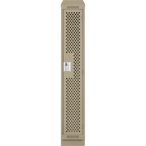 Clean Line Lockers, 12" x 18" x 82", Steel, Beige, Rivet (Assembled), Perforated Auto-Cam