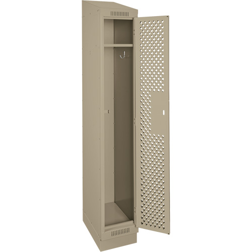 Clean Line Lockers, 12" x 18" x 82", Steel, Beige, Rivet (Assembled), Perforated Auto-Cam