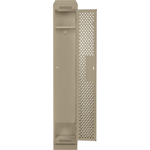 Clean Line Lockers, 12" x 18" x 82", Steel, Beige, Rivet (Assembled), Perforated Auto-Cam