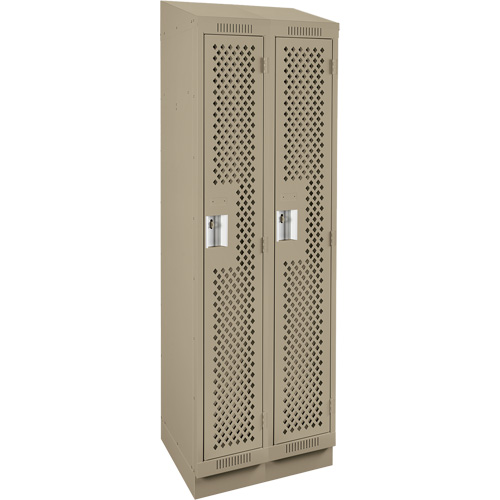 Clean Line Lockers, Bank of 2, 24" x 18" x 82", Steel, Beige, Rivet (Assembled), Perforated Auto-Cam
