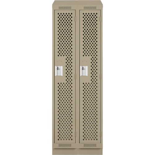 Clean Line Lockers, Bank of 2, 24" x 18" x 82", Steel, Beige, Rivet (Assembled), Perforated Auto-Cam