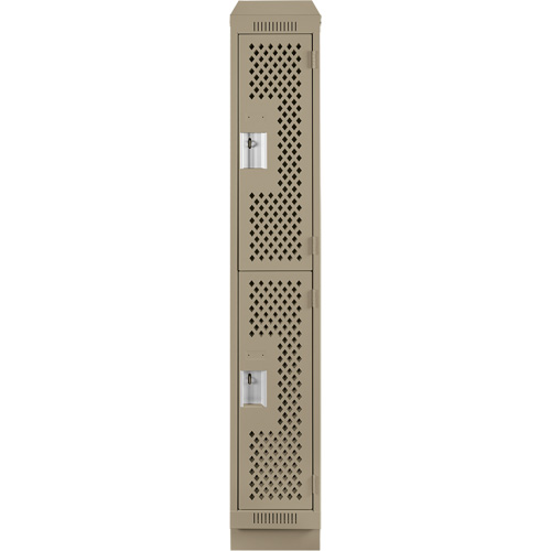 Casiers Clean Line, 2 niveaux, 12" x 18" x 82", Acier, Beige, Rivet (assembl&eacute;), Perfor&eacute; Auto-Cam