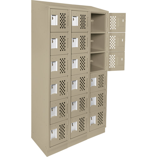 Clean-Line Perforated Lockerette, 6 -tier, Bank of 3, 12" x 72" x 12", Steel Auto-Cam