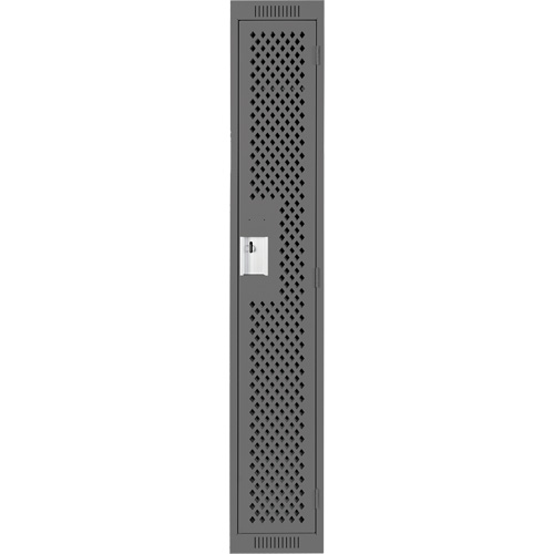 Clean Line Lockers, 12" x 12" x 72", Steel, Charcoal, Rivet (Assembled), Perforated Auto-Cam