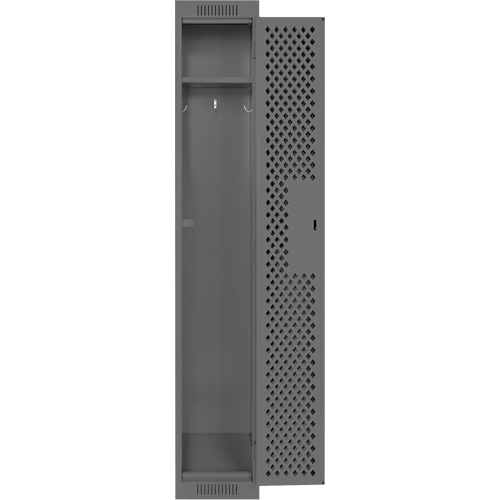 Clean Line Lockers, 12" x 12" x 72", Steel, Charcoal, Rivet (Assembled), Perforated Auto-Cam