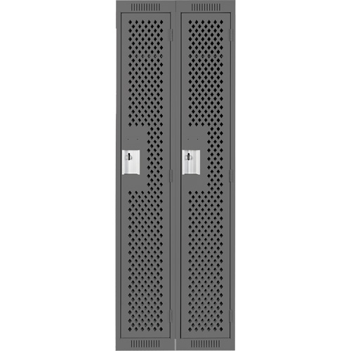 Clean Line Lockers, Bank of 2, 24" x 12" x 72", Steel, Charcoal, Rivet (Assembled), Perforated Auto-Cam