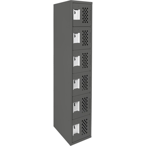 Assembled Lockerettes Clean Line Perforated Economy Lockers, 6 -tier, 18" x 72" x 12", Steel Auto-Cam