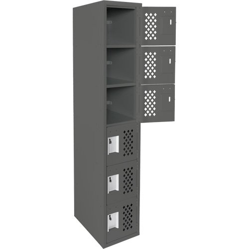 Assembled Lockerettes Clean Line Perforated Economy Lockers, 6 -tier, 18" x 72" x 12", Steel Auto-Cam