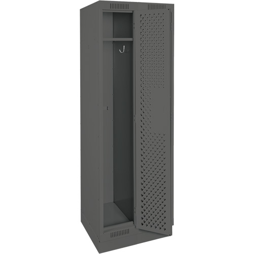 Clean Line Lockers, Bank of 2, 24" x 12" x 76", Steel, Charcoal, Rivet (Assembled), Perforated Auto-Cam