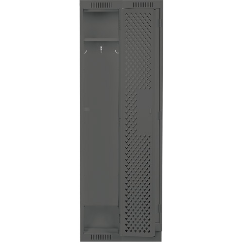 Clean Line Lockers, Bank of 2, 24" x 12" x 76", Steel, Charcoal, Rivet (Assembled), Perforated Auto-Cam