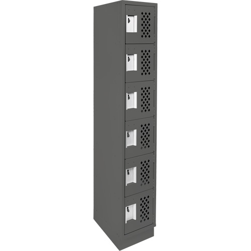Assembled Lockerettes Clean Line Perforated Economy Lockers, 6 -tier, 18" x 72" x 12", Steel Auto-Cam