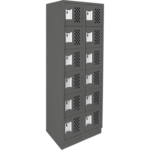 Assembled Lockerettes Clean Line Perforated Economy Lockers, 6 -tier, Bank of 2, 18" x 72" x 12", Steel Auto-Cam