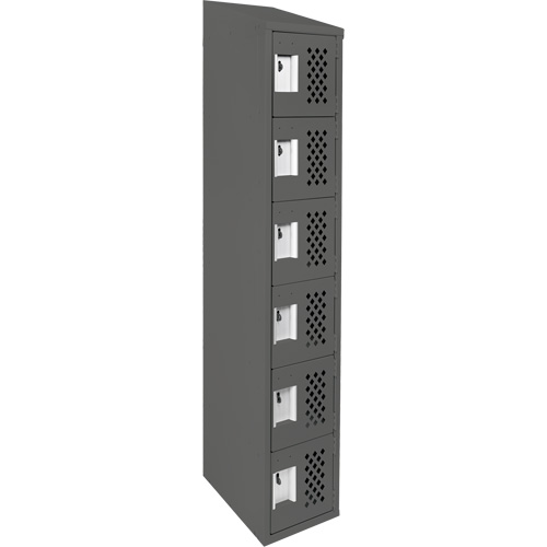Assembled Lockerettes Clean Line Perforated Economy Lockers, 6 -tier, 18" x 72" x 12", Steel Auto-Cam